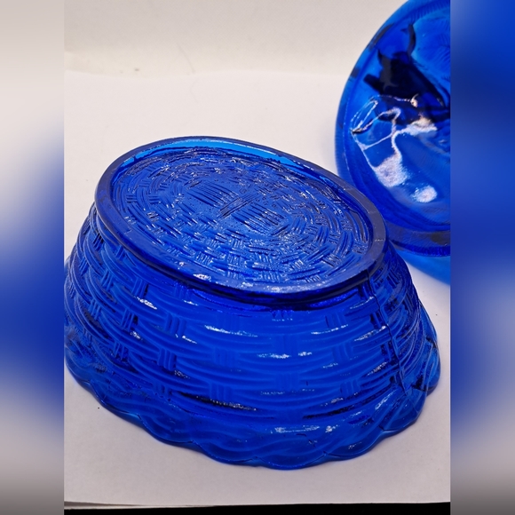 Cobalt Blue Depression Style Glass Nesting Chicken Hen Nest Candy Dish with Lid. - Picture 2 of 5